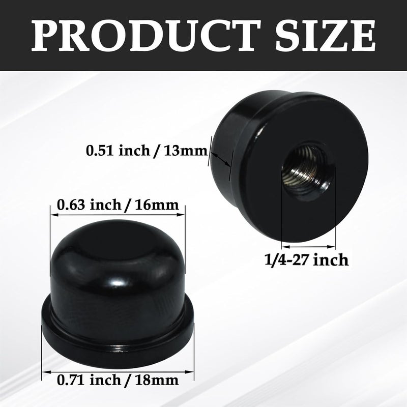 MARRTEUM 1/2 Inch Tall Lamp Finial Tapped 1/4-27 Knob Lamp Accessories for Lamp Shade Holder Harp Tops, Black, 2PCS - Image 2